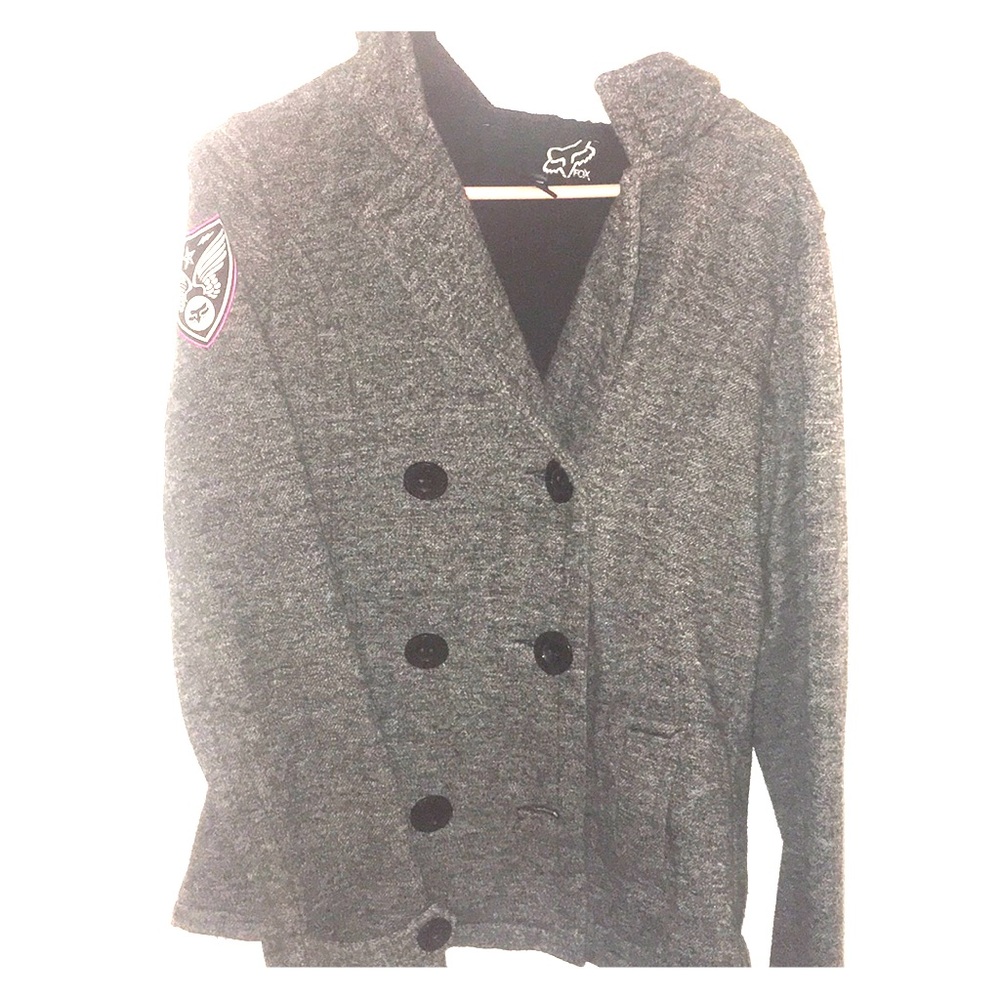 Gray button up coat